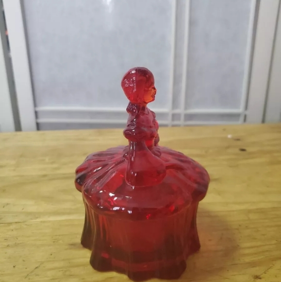 Vintage Mosser Amberina Colonial Glass Powder Box UV - Picture 4 of 8